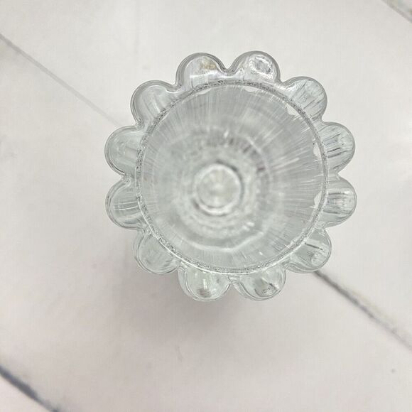 Vintage Pair Ribbed Crystal Glass 4.25" Taper Votive Reversible Candle Holders - Picture 6 of 6